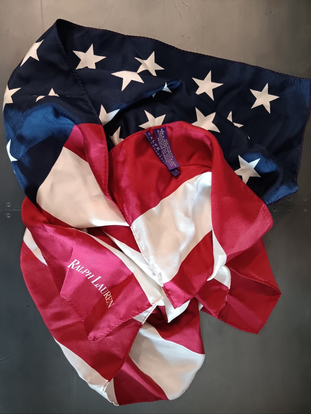 RALPH LAUREN PURPLE scarf silk patriotic US flag - 36" square